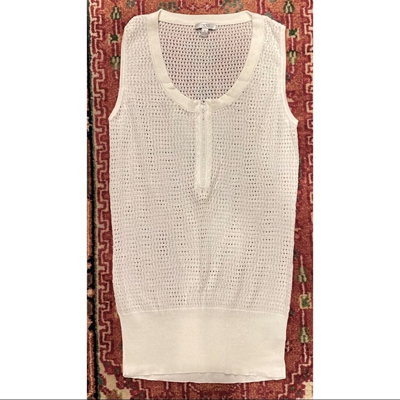 Cache White Mesh Sleeveless Top with Rhinestone Zipper - size L - Picture 2 of 5